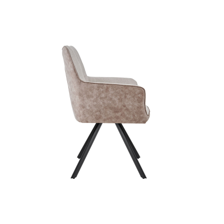 SILLON LEIA, ASIENTO GIRATORIO 360º CON RETORNO. TAPIZADO BEIGE CLARO Y MARRON TIERRA ANTIMANCHAS, PATAS METAL NEGRO