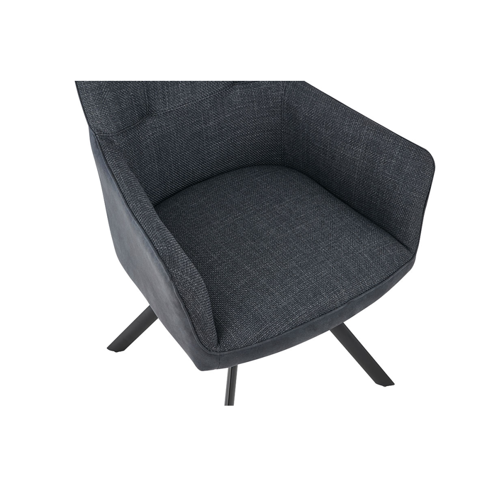 SILLON LEIA, ASIENTO GIRATORIO 360º CON RETORNO. TAPIZADO GRIS MARENGO ANTIMANCHAS, PATAS METAL NEGRO
