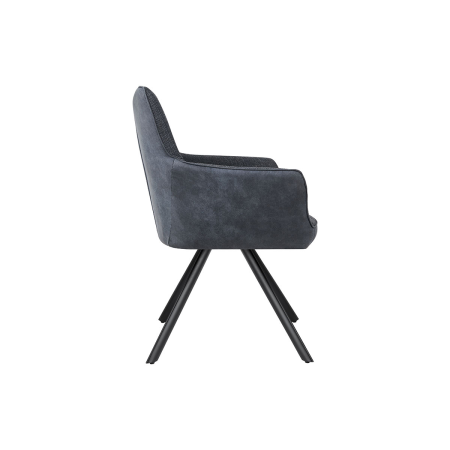 SILLON LEIA, ASIENTO GIRATORIO 360º CON RETORNO. TAPIZADO GRIS MARENGO ANTIMANCHAS, PATAS METAL NEGRO