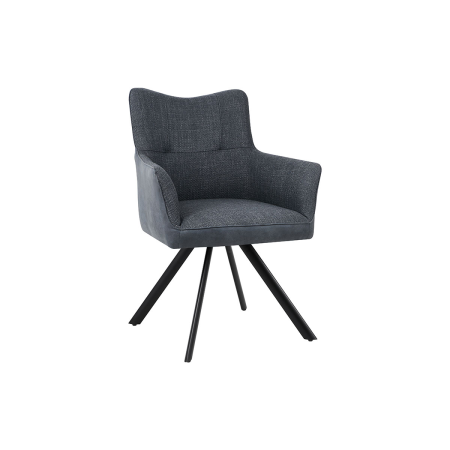 SILLON LEIA, ASIENTO GIRATORIO 360º CON RETORNO. TAPIZADO GRIS MARENGO ANTIMANCHAS, PATAS METAL NEGRO