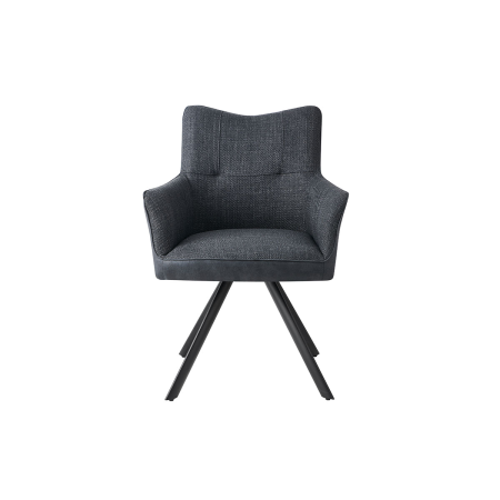 SILLON LEIA, ASIENTO GIRATORIO 360º CON RETORNO. TAPIZADO GRIS MARENGO ANTIMANCHAS, PATAS METAL NEGRO