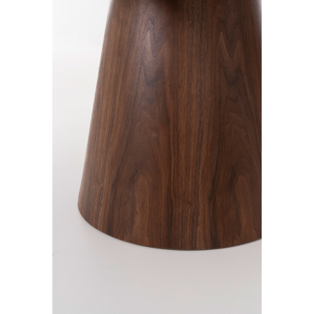 MESA COMEDOR 120*120 CM, EXTENSIBLE A 160*120 CM. TAPA PORCELANICO BLANCO, PIE CHAPA NOGAL. ALTURA 76 CM