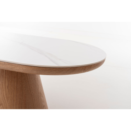 MESA CENTRO SOFA 120*45*60 CM. TAPA PORCELANICO BLANCO, PIE CHAPA ROBLE