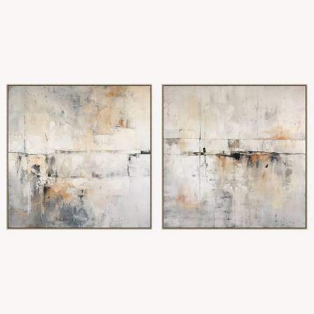 SET 2 CUADROS OLEO 80*80 CM. CON MARCO MADERA