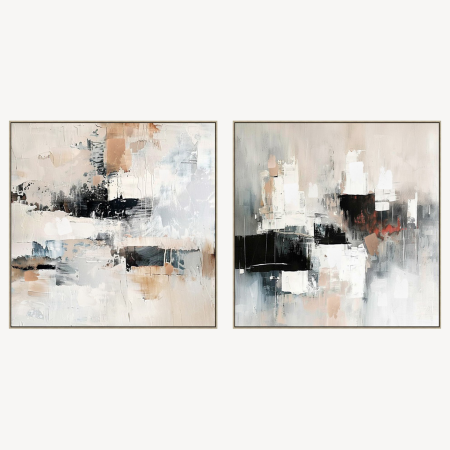 SET 2 CUADROS OLEO 80*80 CM. CON MARCO MADERA