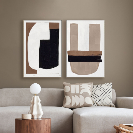 SET 2 CUADROS OLEO CON MARCO MADERA 60*90*3.5 CM