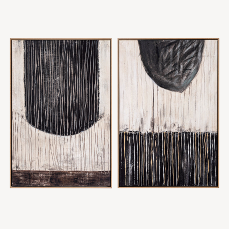 SET 2 CUADROS OLEO CON MARCO MADERA 60*90*3.5 CM