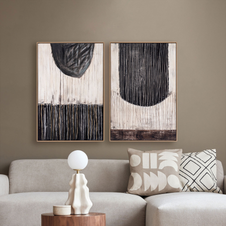 SET 2 CUADROS OLEO CON MARCO MADERA 60*90*3.5 CM