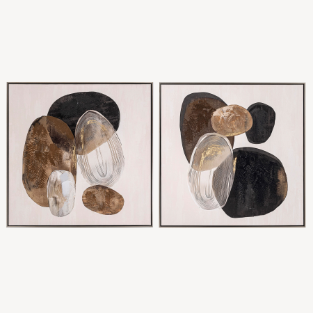 SET 2 CUADROS OLEO 80*80 CM. CON MARCO MADERA