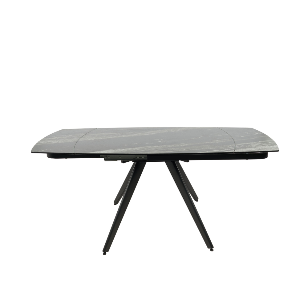 MESA EXTENSIBLE 120/180*80*75 CM, TAPA PORCELANICO NEGRA Y BASE METAL NEGRO
