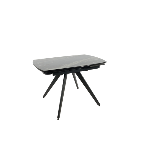 MESA EXTENSIBLE 120/180*80*75 CM, TAPA PORCELANICO NEGRA Y BASE METAL NEGRO
