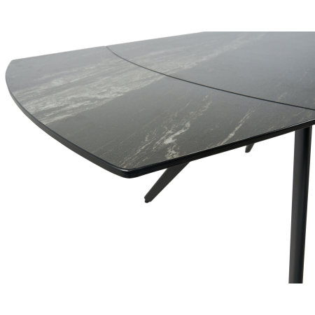 MESA EXTENSIBLE 120/180*80*75 CM, TAPA PORCELANICO NEGRA Y BASE METAL NEGRO