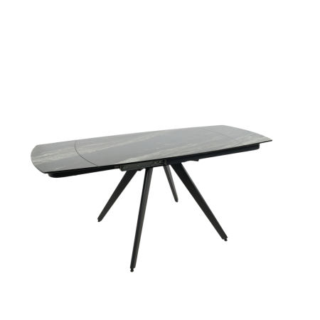MESA EXTENSIBLE 120/180*80*75 CM, TAPA PORCELANICO NEGRA Y BASE METAL NEGRO