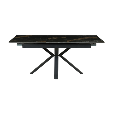 MESA EXTENSIBLE 140/180*85*76 CM, TAPA PORCELANICO NEGRA Y BASE METAL NEGRO
