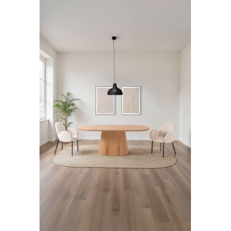 MESA COMEDOR CHAPA ROBLE, TAPA OVALADA 200*90*75CM