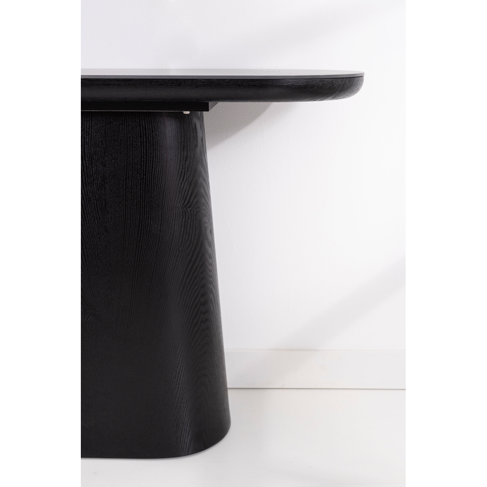 CONSOLA 120*80*40 CM. TAPA PORCELANICO NEGRO, PIE CHAPA MADERA ROBLE NEGRO