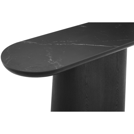 CONSOLA 120*80*40 CM. TAPA PORCELANICO NEGRO, PIE CHAPA MADERA ROBLE NEGRO