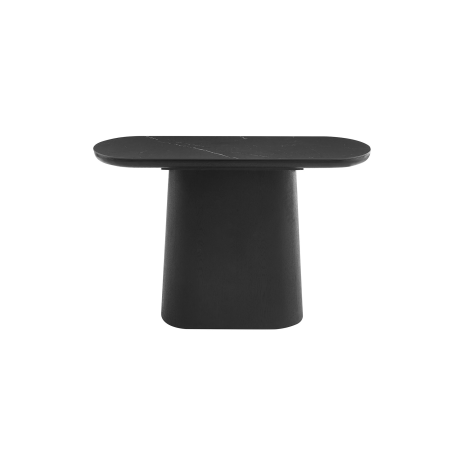 CONSOLA 120*80*40 CM. TAPA PORCELANICO NEGRO, PIE CHAPA MADERA ROBLE NEGRO