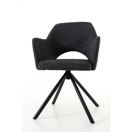 SILLA ANKER GIRATORIA 360º, TAPIZADO NEGRO, PATAS METAL NEGRO. 83*61*60 CM
