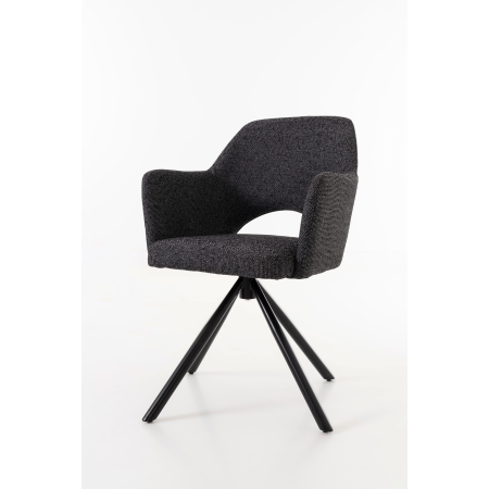 SILLA ANKER GIRATORIA 360º, TAPIZADO NEGRO, PATAS METAL NEGRO. 83*61*60 CM