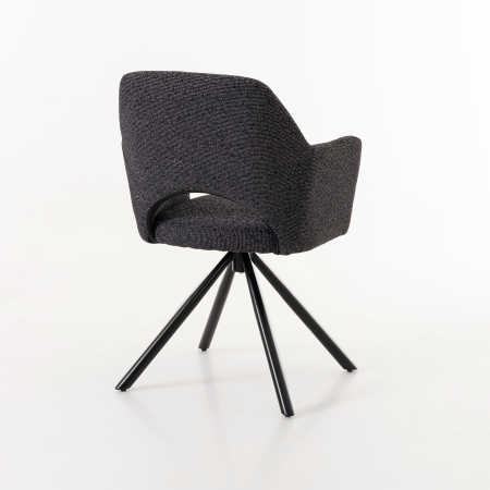 SILLA ANKER GIRATORIA 360º, TAPIZADO NEGRO, PATAS METAL NEGRO. 83*61*60 CM