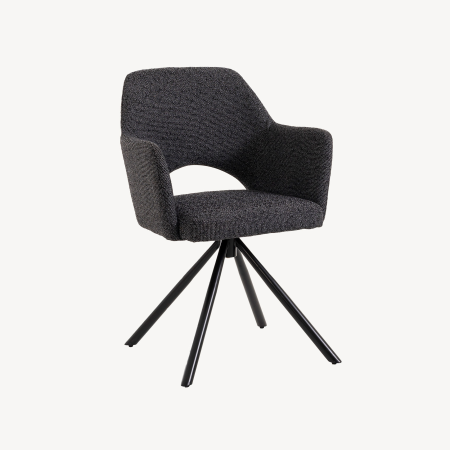 SILLA ANKER GIRATORIA 360º, TAPIZADO NEGRO, PATAS METAL NEGRO. 83*61*60 CM