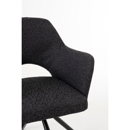 SILLA ANKER GIRATORIA 360º, TAPIZADO NEGRO, PATAS METAL NEGRO. 83*61*60 CM