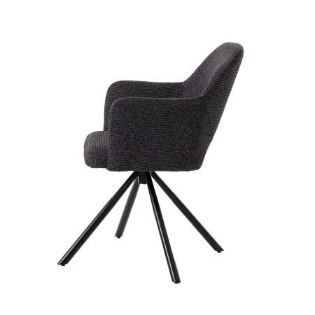 SILLA ANKER GIRATORIA 360º, TAPIZADO NEGRO, PATAS METAL NEGRO. 83*61*60 CM