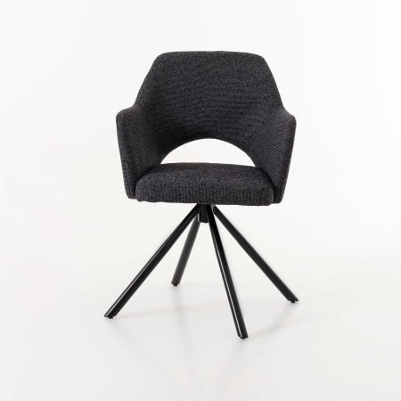 SILLA ANKER GIRATORIA 360º, TAPIZADO NEGRO, PATAS METAL NEGRO. 83*61*60 CM