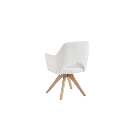 SILLA ANKER GIRATORIA 360º, TAPIZADO BEIGE, PATAS MADERA. 81*62*59 CM