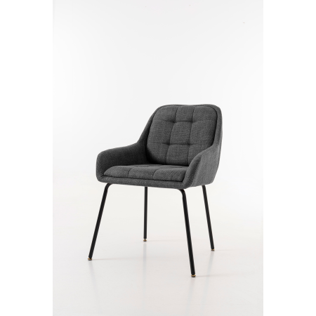 SILLA BELMONT, TAPIZADO GRIS MARENGO, PATAS METAL NEGRO