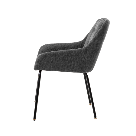 SILLA BELMONT, TAPIZADO GRIS MARENGO, PATAS METAL NEGRO