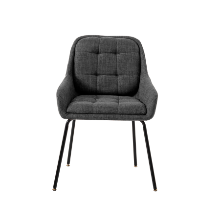 SILLA BELMONT, TAPIZADO GRIS MARENGO, PATAS METAL NEGRO