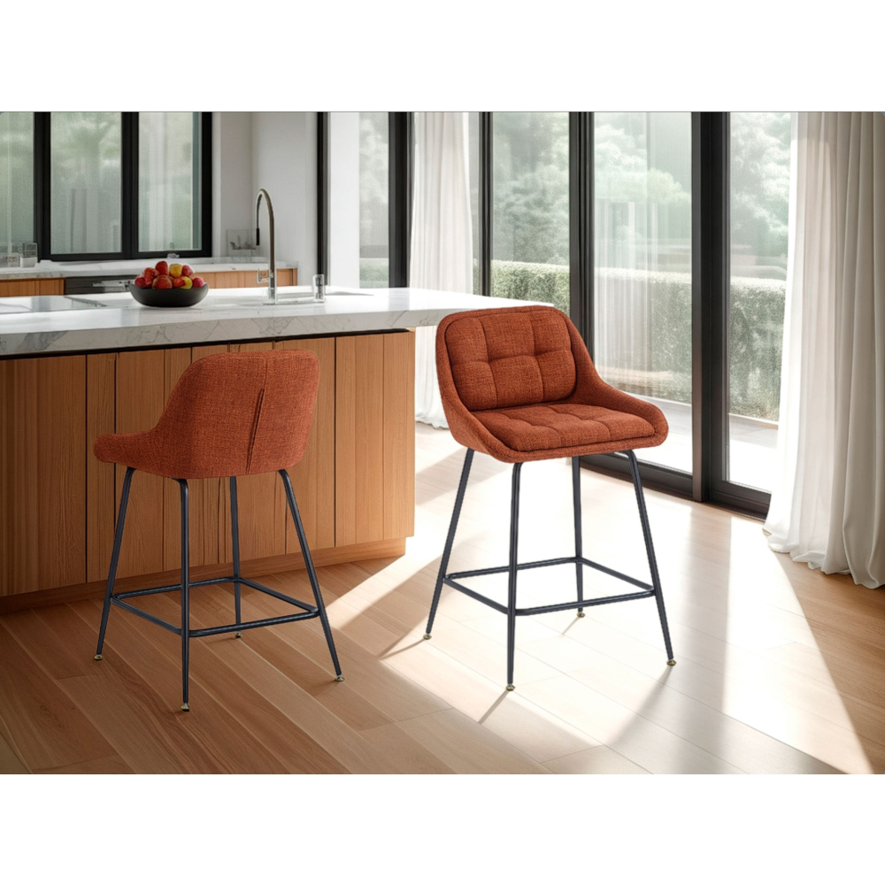 TABURETE BELMONT, TAPIZADO CALDERA, PATAS METAL NEGRO, ASIENTO 65 CM. 80*54*55 CM