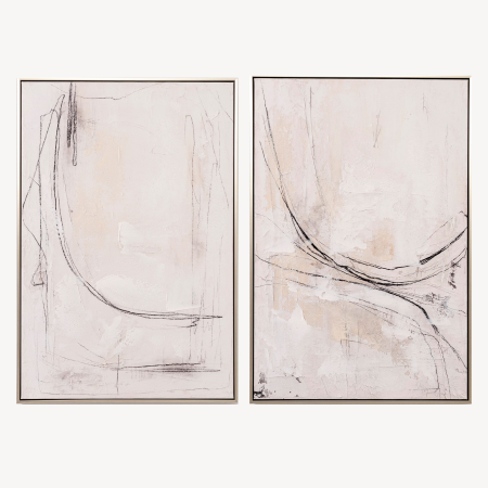 SET 2 CUADROS OLEO 60*90*3.5 CM. MARCO MADERA