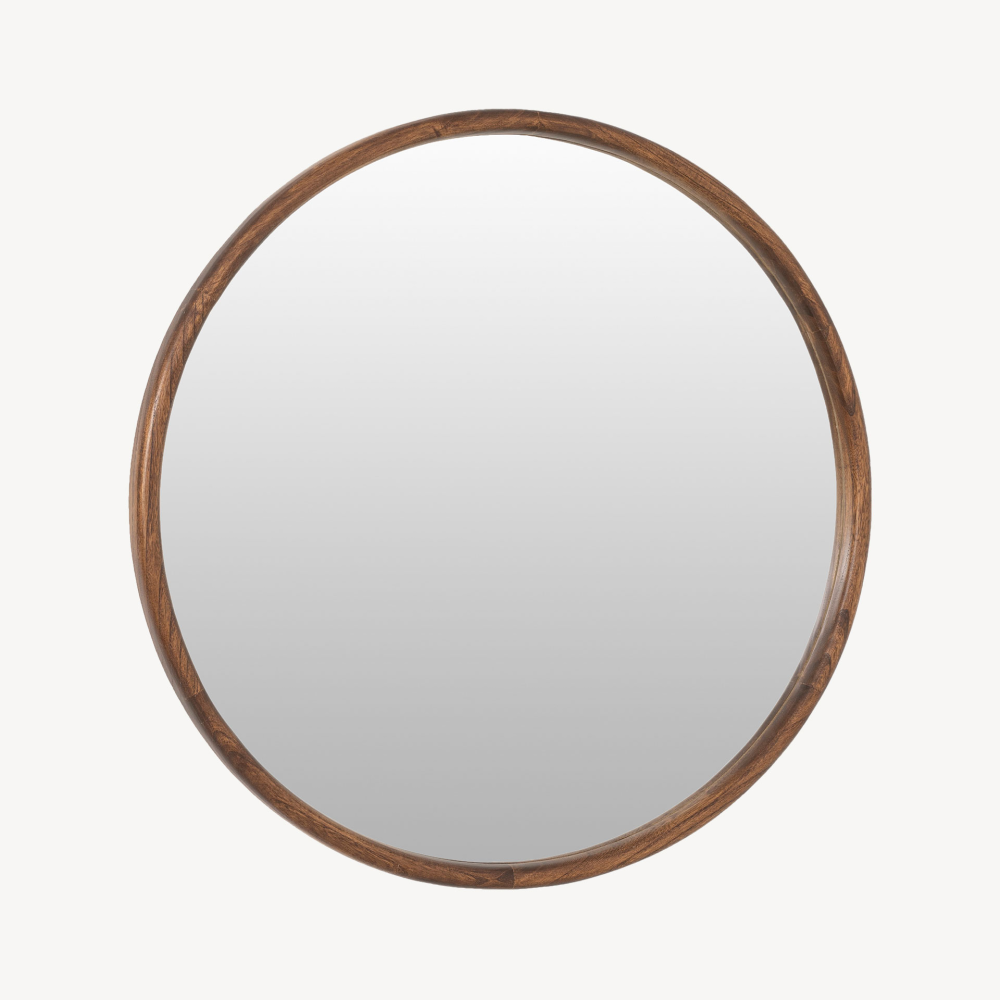 ESPEJO CIRCULAR 90*90 CM. MADERA MACIZA NOGAL