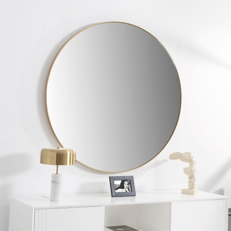 ESPEJO CIRCULAR MARCO ALUMINIO DORADO 80 CM DIAMETRO