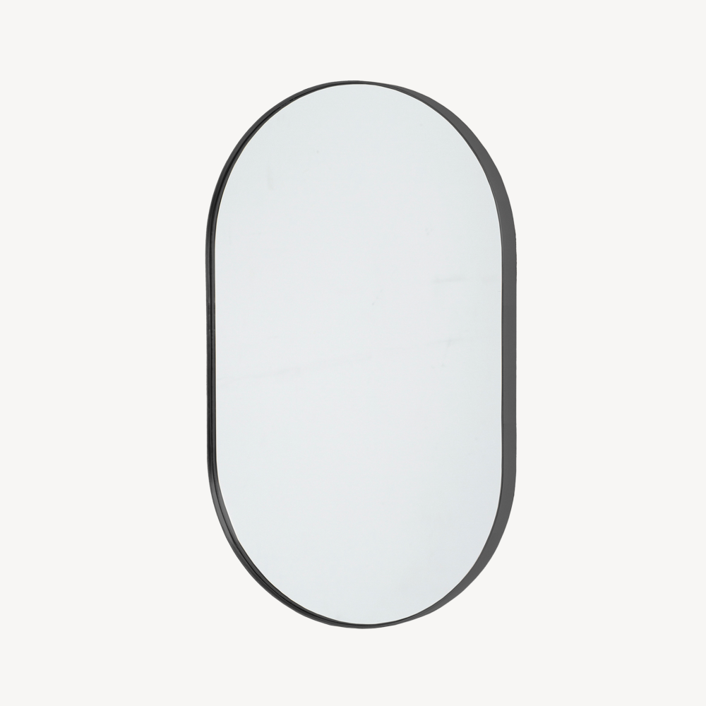 ESPEJO OVALADO MARCO ALUMINIO NEGRO 100*60 CM