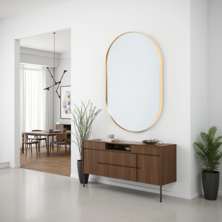 ESPEJO OVALADO MARCO ALUMINIO DORADO 150*80 CM