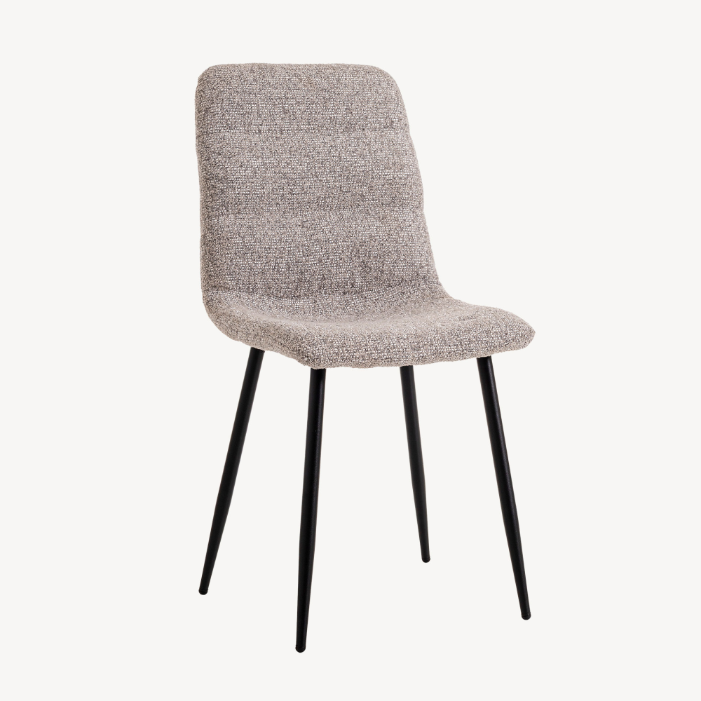 SILLA EMMA. 90*44*55 CM, TAPIZADO ANTIMANCHAS INIFUGO COLOR GRIS. PATAS METAL NEGRO PINTURA EPOXI