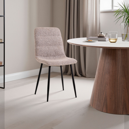 SILLA EMMA. 90*44*55 CM, TAPIZADO ANTIMANCHAS INIFUGO COLOR GRIS. PATAS METAL NEGRO PINTURA EPOXI