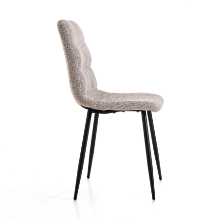 SILLA EMMA. 90*44*55 CM, TAPIZADO ANTIMANCHAS INIFUGO COLOR GRIS. PATAS METAL NEGRO PINTURA EPOXI