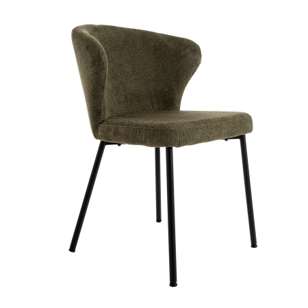 SILLA VEGA. TAPIZADO ANTIMANCHAS COLOR VERDE. PATAS METAL NEGRO PINTURA EPOXI