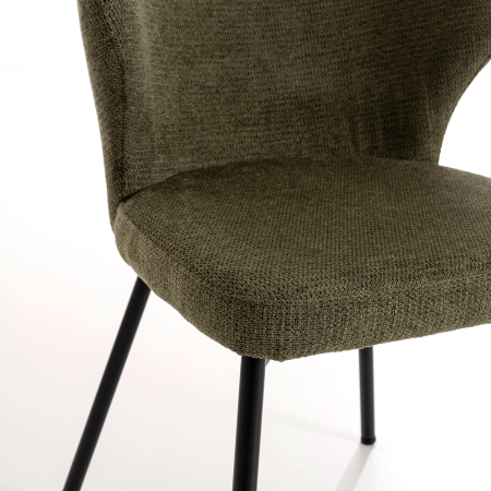 SILLA VEGA. TAPIZADO ANTIMANCHAS COLOR VERDE. PATAS METAL NEGRO PINTURA EPOXI