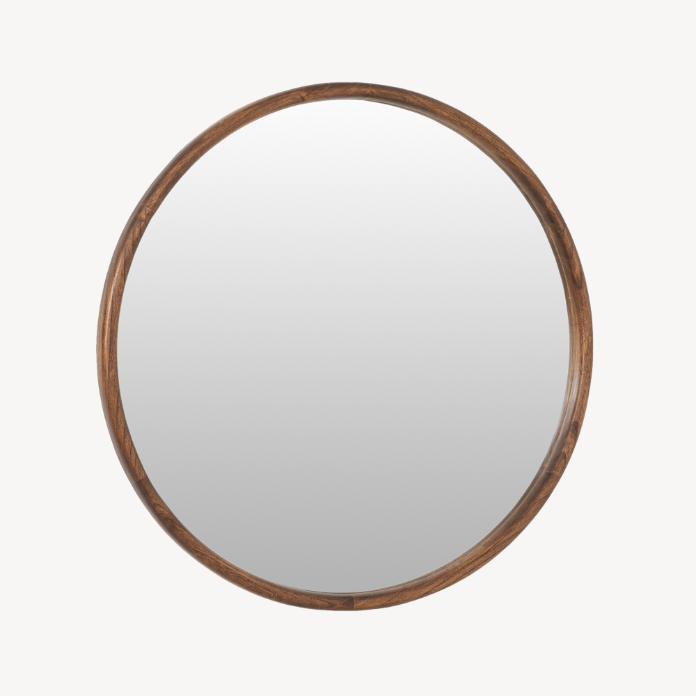 ESPEJO CIRCULAR MADERA NOGAL 70*70 CM