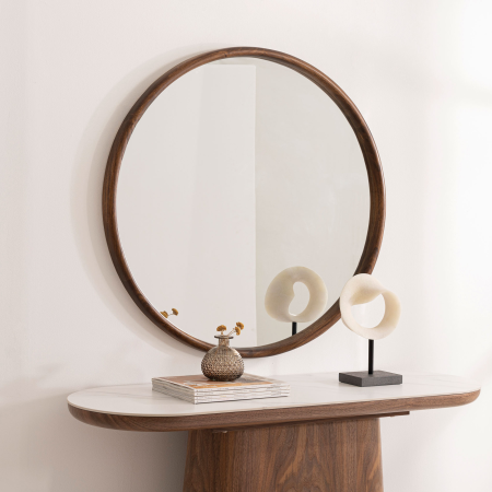 ESPEJO CIRCULAR MADERA NOGAL 70*70 CM