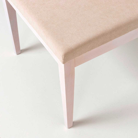 SILLA CUBA MADERA, REJILLA CANNAGE NATURAL. 88*48*56 CM. COLOR: BLANCO DECAPADO. TELA ASIENTO LIDO Nº 6 (BEIGE)