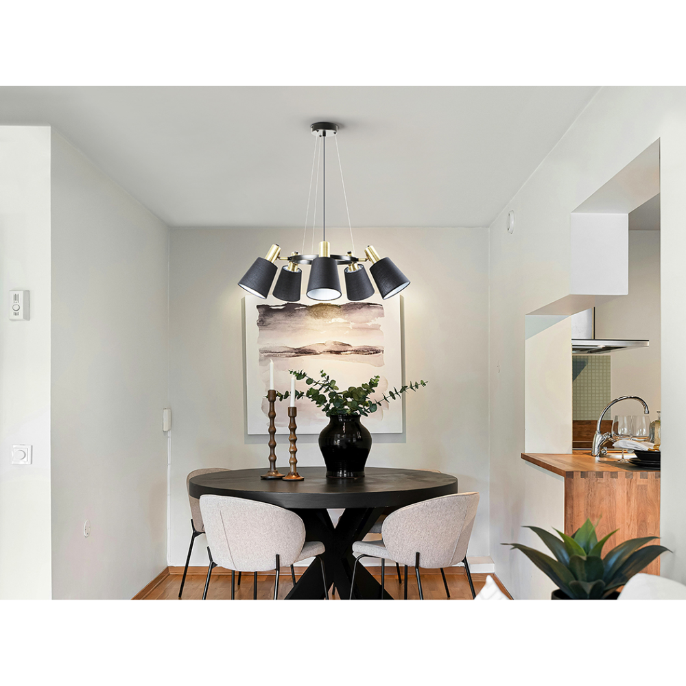 I3-GISELA- LAMPARA 5L NEGRO-LATON