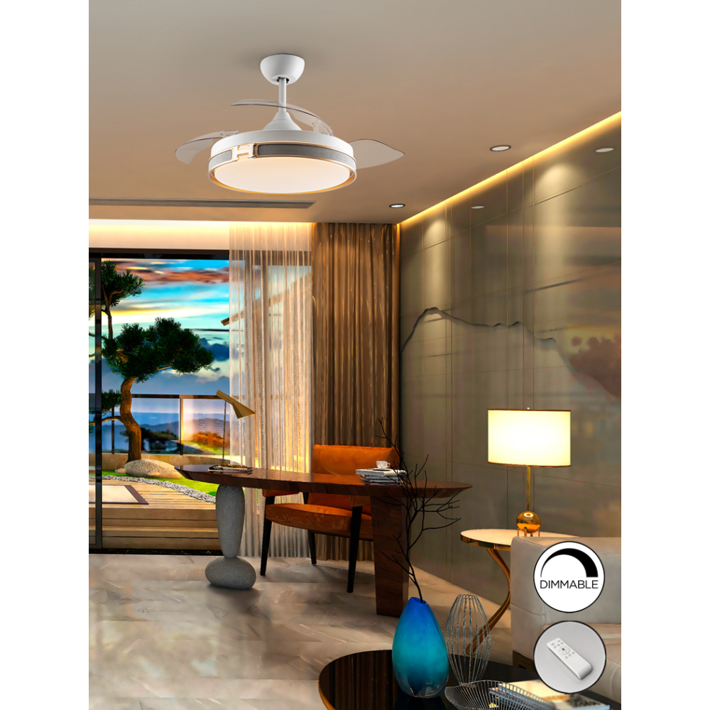 HERON-VENTILADOR BLANCO ORO DIMABLE