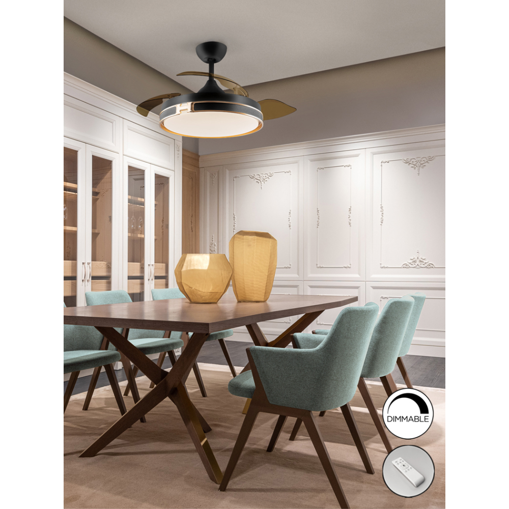 HERON-VENTILADOR NEGRO ORO DIMABLE